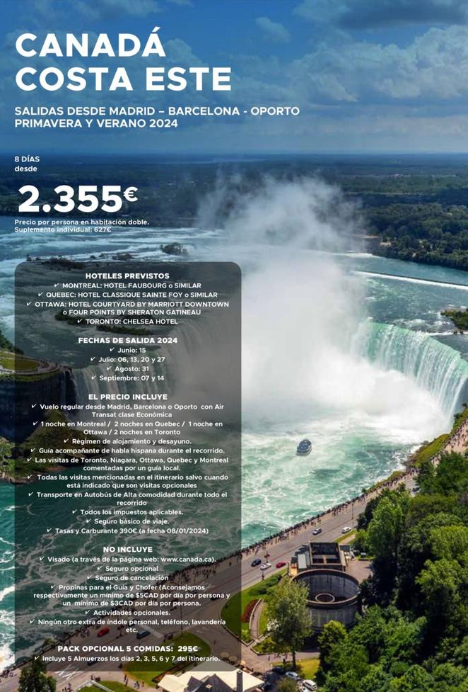 Oferta de Canada Costa Este por 2355€ en Halcón Viajes