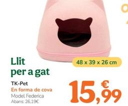 Oferta de Tk Pet - Llit Per A Gat por 15,99€ en Tiendanimal