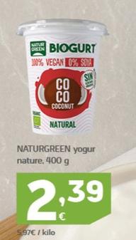 Oferta de Naturgreen - Yogur Nature por 2,39€ en HiperDino