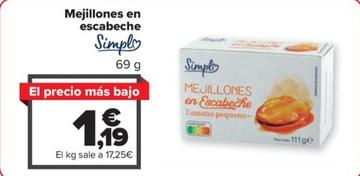 Oferta de Simpl - Mejillones En Escabeche por 1,19€ en Carrefour