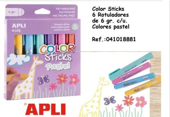 Oferta de Apli - Color Sticks 6 Rotuladores en Jugueterías Lifer