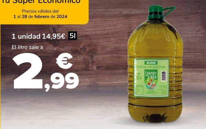 Oferta de Fuente De Vida - Aceite Mezcla Suave Especial Para Cocinar por 14,95€ en Supeco