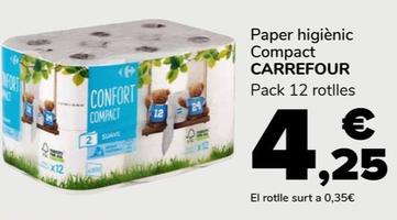 Oferta de Carrefour - Paper Higienic Compact por 4,25€ en Supeco