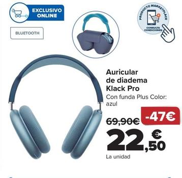 Auriculares Bluetooth De Diadema Klack Pro Azul Cascos Con Funda Plus con  Ofertas en Carrefour