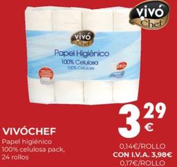 Oferta de Vivo Cheff - Papel Higiénico 100% Celulosa Pack, 24 Rollos por 3,98€ en CashDiplo