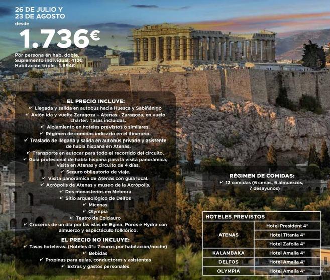 Oferta de Aragón Viaja - La Grecia Clásica Y Monasterios De Meteoras por 1736€ en Halcón Viajes