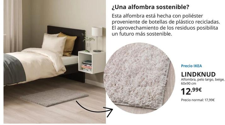 LINDKNUD alfombra, pelo largo, beige, 60x90 cm - IKEA