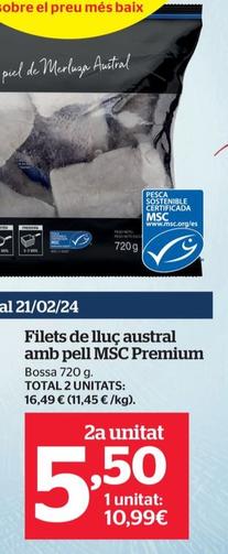 Oferta de Premium - Filets De Lluc Austral Amb Pell Msc por 10,99€ en La Sirena