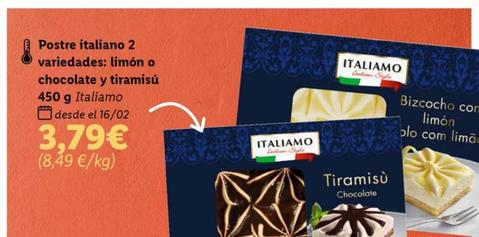 Oferta de Italiamo - Postre Italiano 2 Variedades: Limon O Chocolate Y Tiramisu  por 3,79€ en Lidl