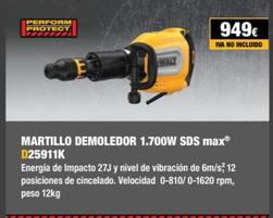 Oferta de Dewalt - Martillo Demoledor SDS Max D25911K por 949€ en Dewalt