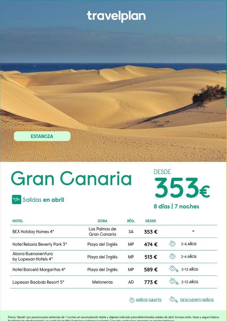 Oferta de Travelplan - Gran Canaria por 353€ en Travelplan