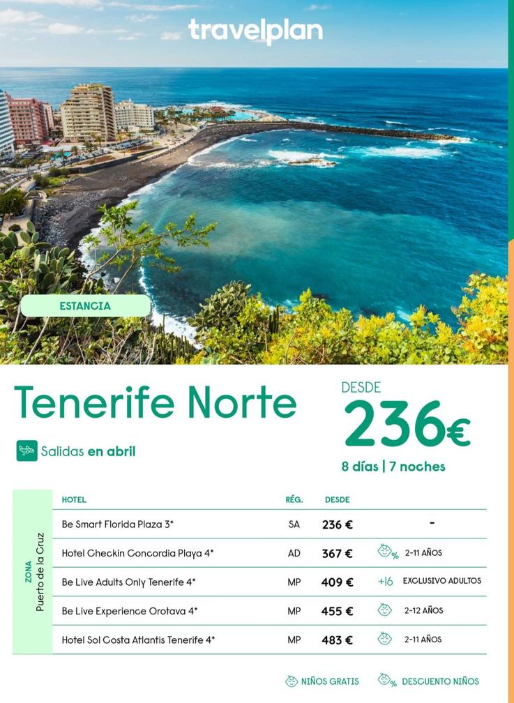 Oferta de Travelplan - Tenerife Norte por 236€ en Travelplan