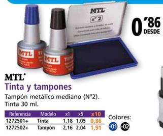 Oferta de Mtl - Tinta Y Tampones por 0,86€ en Folder