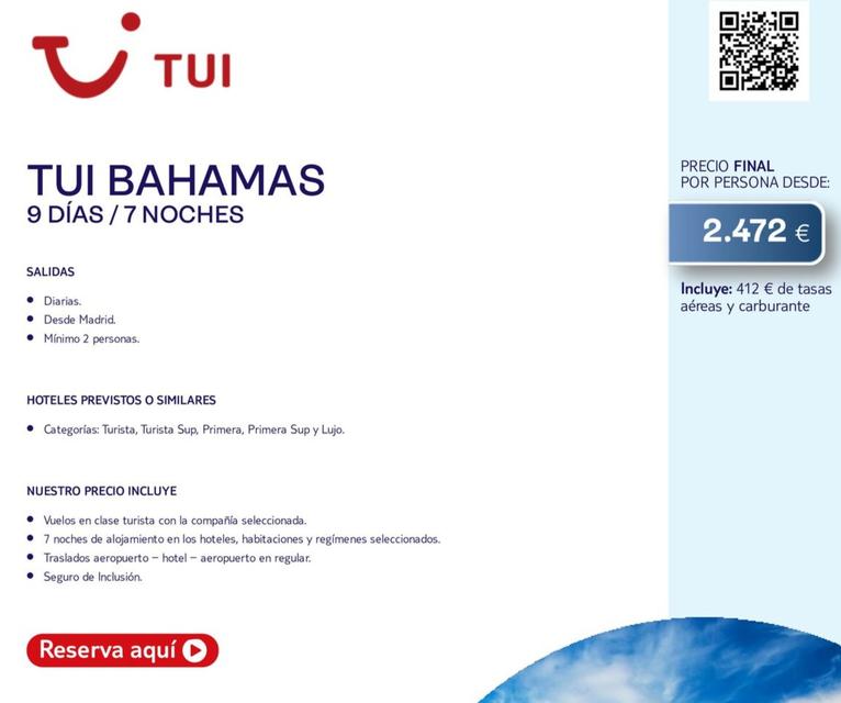 Oferta de Tui - Bahamas por 2472€ en Tui Travel PLC