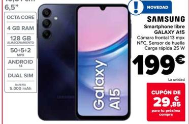 Oferta de Samsung - Smartphone Libre Galaxy A15 por 199€ en Carrefour