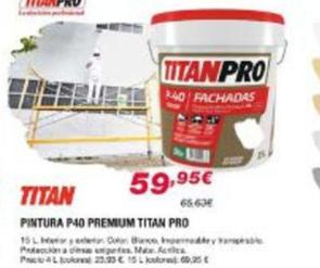 Oferta de Titan - Pintura P40 Premium Pro por 59,95€ en Chafiras