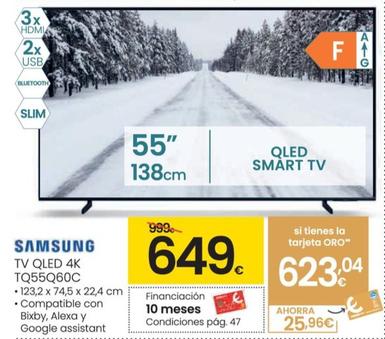 Oferta de Samsung TV QLED 4K TQ55Q60C por 649€ en Eroski