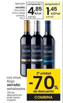 Oferta de Antaño - Vino Tinto D.O.C. Rioja crianza por 4,85€ en Eroski