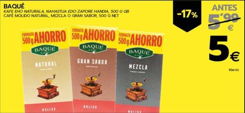 Café molido Gran Sabor, 250 g. - Cafés Baqué