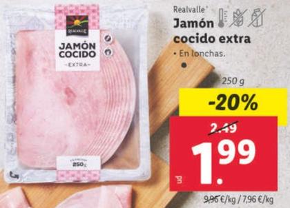 Oferta de Realvalle - Jamon Cocido Extra por 1,99€ en Lidl