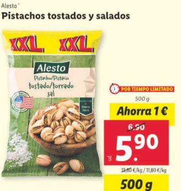 Oferta de Alesto - Pistachos Tostados y Salados por 5,9€ en Lidl