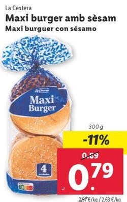 Oferta de La Cestera - Maxi Burger Con Sesamo por 0,79€ en Lidl