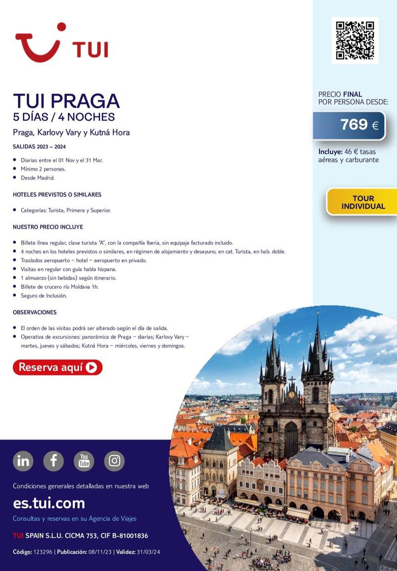 Oferta de Tui - Praga por 769€ en Tui Travel PLC