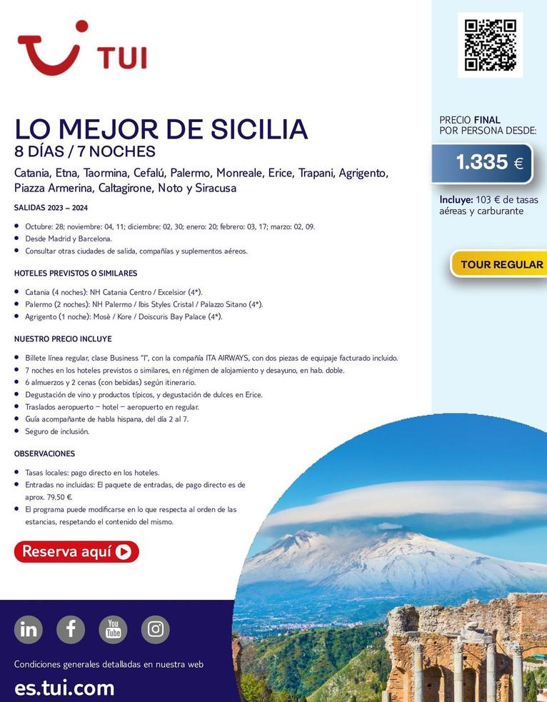 Oferta de Tui - Lo Mejor de Sicilia por 1335€ en Tui Travel PLC