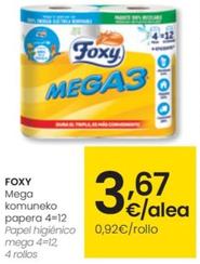 Oferta de Foxy - Papel Higienico Mega 4=12 por 3,67€ en Eroski