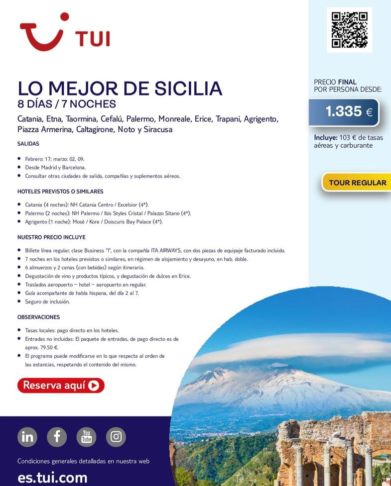 Oferta de Tui - Lo Mejor De Sicilia por 1335€ en Tui Travel PLC