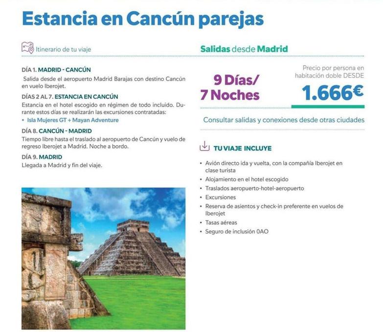 Oferta de Estancia En Cancún Parejas por 1666€ en B The travel Brand