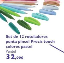 Oferta de Set De 12 Rotuladores Punta Pincel Precis Touch Colores Pastel por 32,99€ en Milbby