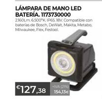 Oferta de Lámpara De Mano Led Batería. 1173730000 por 127,38€ en Ferbric