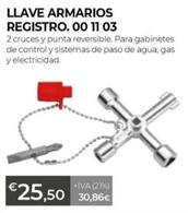 Oferta de Llave Armarios Registro. 00 11 03 por 25,5€ en Ferbric