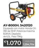 Oferta de Honda - Generador Motor Ay-8000h. 5420120 por 1070€ en Ferbric