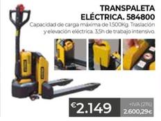 Oferta de Transpaleta Eléctrica. 584800 por 2149€ en Ferbric