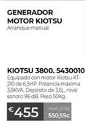 Oferta de Kiotsu - Generador Motor 3800 5430010 por 455€ en Ferbric