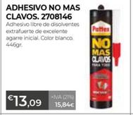 Oferta de Pattex - Adhesivo No Mas Clavos. 2708146 por 13,09€ en Ferbric