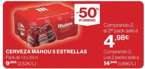 Oferta de Mahou - Cerveza 5 Estrellas por 9,96€ en Hipercor