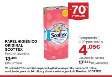 Oferta de Scottex - Papel Higiénico Original por 13,49€ en Hipercor