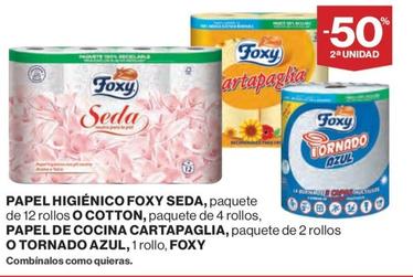 Oferta de Foxy - Papel Higiénico Seda O Cotton , Papel De Cocina Cartapaglia O tornado Azul en Hipercor