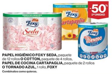 Oferta de Foxy - Papel Higiénico Seda O Cotton, Papel De Cocina Cartapaglia, O Tornado Azul en El Corte Inglés