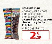 Oferta de Tukan - Bolas De Maíz O Cereal De Colores Con Chocolate Y Leche por 2,29€ en Alcampo