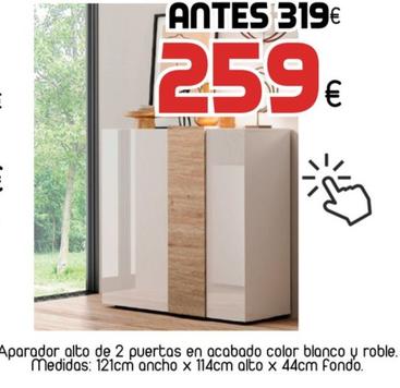 Oferta de Aparador Alto De 2 Puertas En Acabado Color Blanco Y Roble por 259€ en Muebles Hnos. García