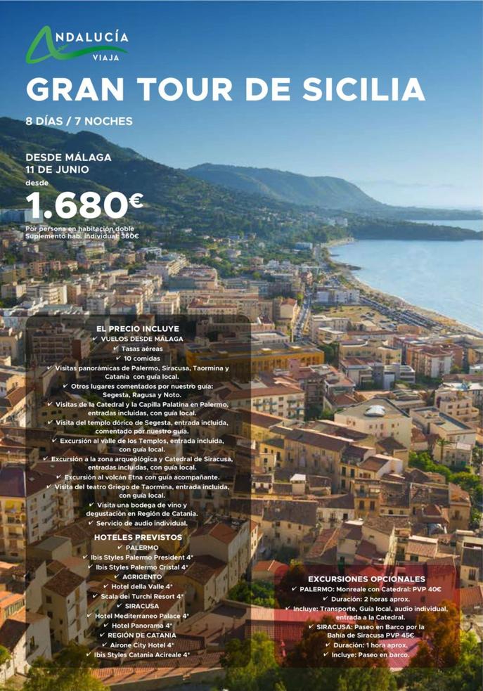 Oferta de Ndalucía Viaja - Gran Tour De Sicilia por 1680€ en Halcón Viajes