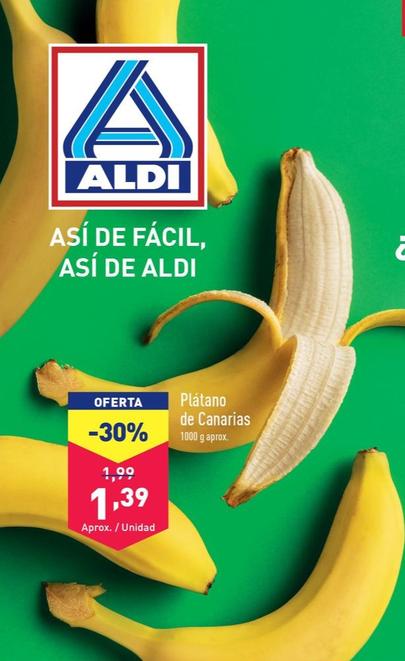 Oferta de Plátanos De Canarias por 1,39€ en ALDI
