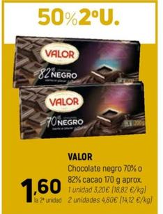 Oferta de Valor - Chocolate Negro 70% O 82% Cacao por 3,2€ en Coviran