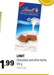 Oferta de Lindt - Chocolate Extrafine Leche por 1,99€ en Coviran