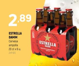 Oferta de Estrella Damm - Cerveza Ampolla x 6 U. por 2,89€ en Coviran