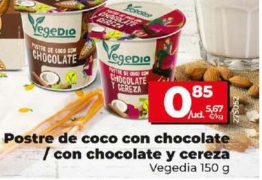 Oferta de Vegedia - Postre De Coco Con Chocolate / Con Chocolate Y Cereza  por 0,85€ en Dia